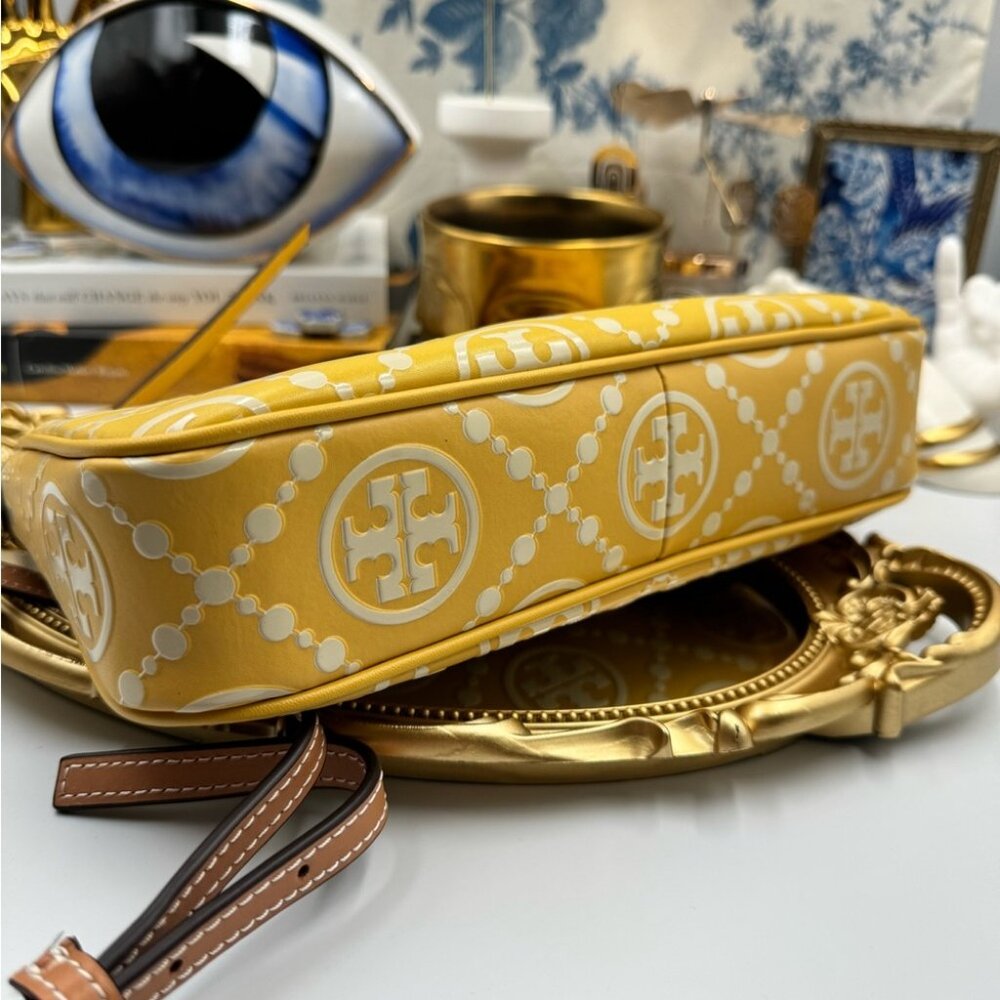 🆕 TORY BURCH 🧿 NWOT T Monogram Embossed Studio, Golden Sunset - AUTHENTICATED - Picture 12 of 16